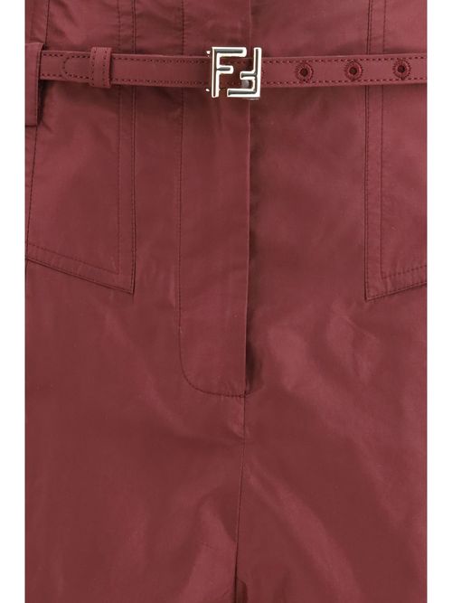 Taffeta Silk High-Waisted Trousers — Purple