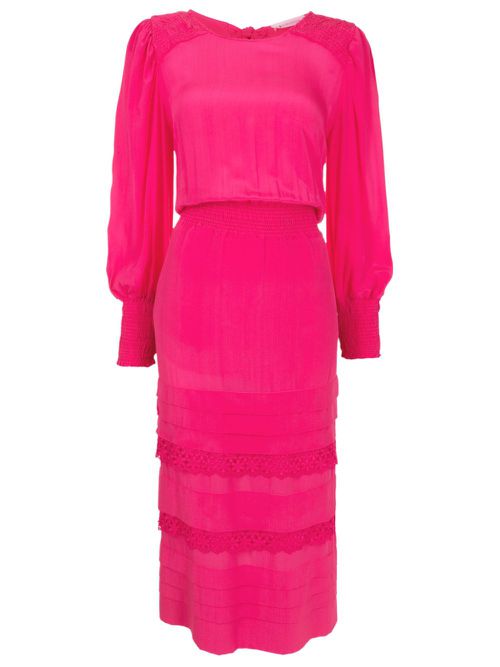 Aretha lace-trim midi dress - Pink