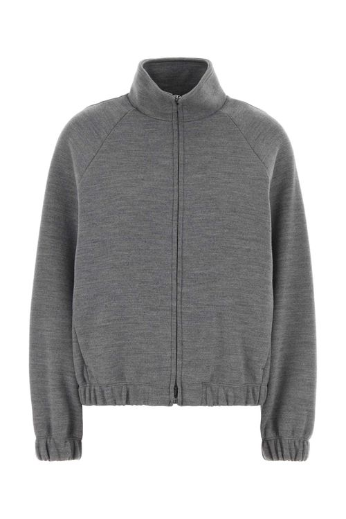 Melange Grey Wool Blend Frine Oversize Sweatshirt