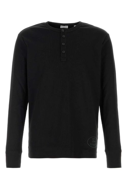 Ribbed Cotton-Elastane T-shirt — Black