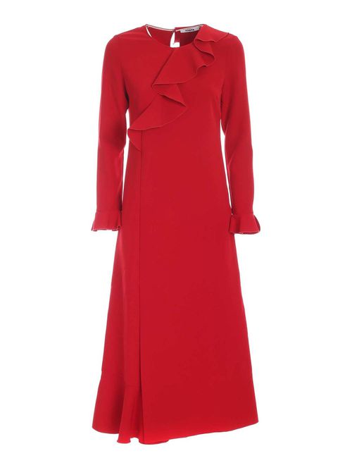 Rouches dress in red