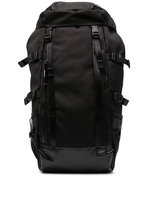 Logo patch buckled backpack - Black