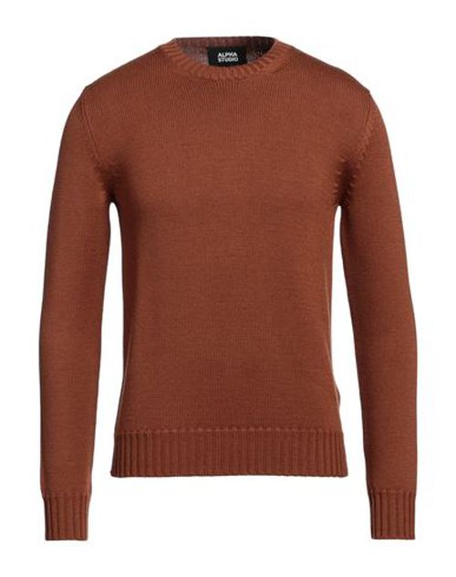 Alpha Studio Man Sweater Brown Size 36 Merino Wool
