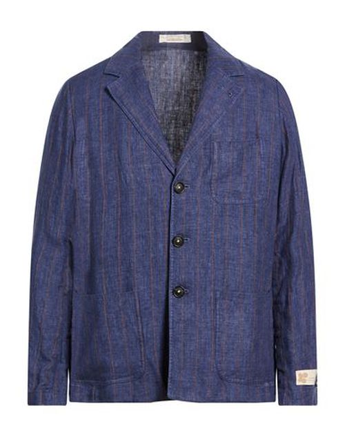 Man Blazer Blue Size 46 Linen, Elastane