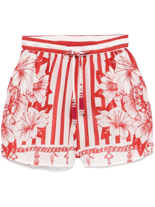 Mix-print shorts - Red