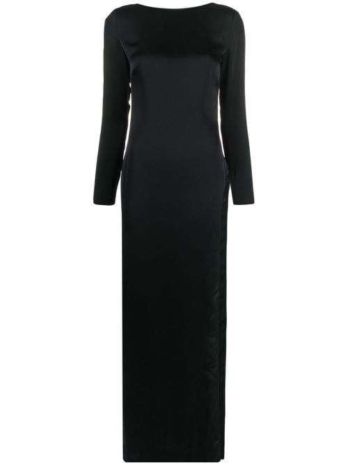 Satin V-back maxi dress - Black