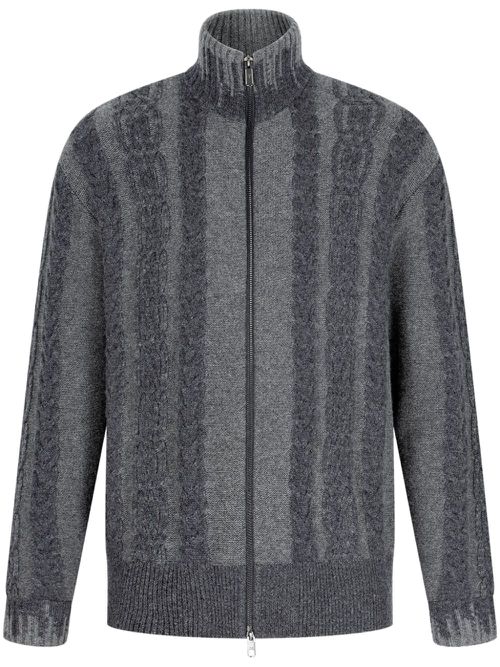 Cable-knit zip cardigan - Grey