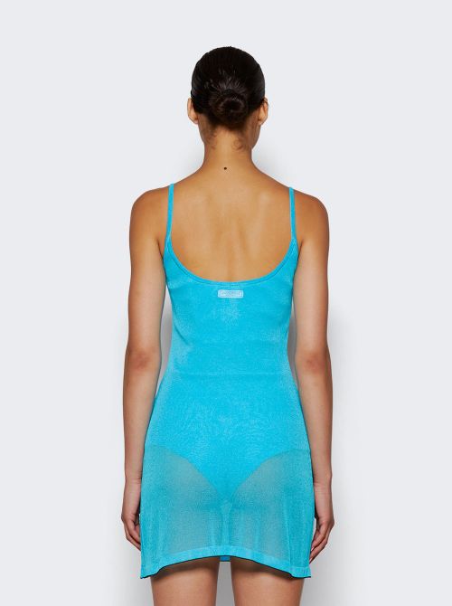 La Robe Maille Roupao Sheer Dress Turquoise