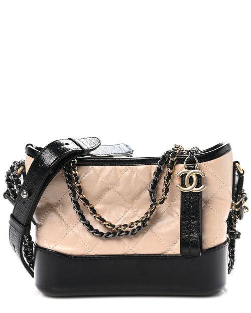 Beige Aged Calfskin Leather Aged Quilted Small Gabrielle Hobo  (Authentic Pre-Loved)