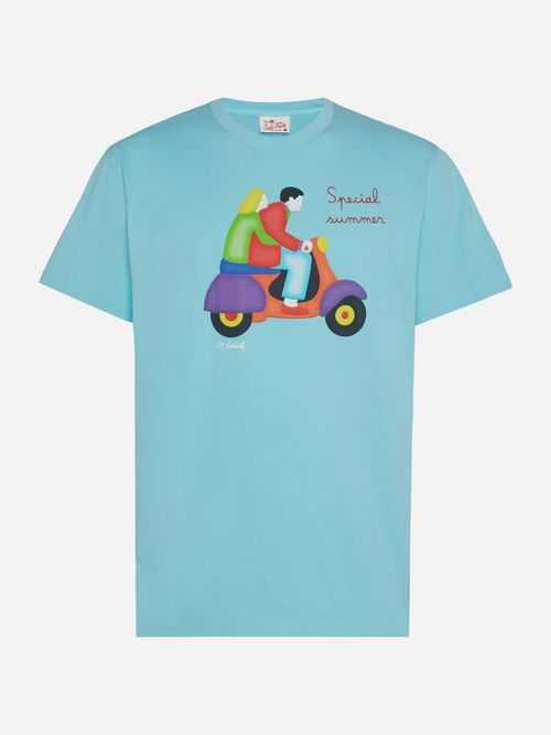 Cotton T-Shirt With Lodola Scooter Print Marco Special Edition Green - Men