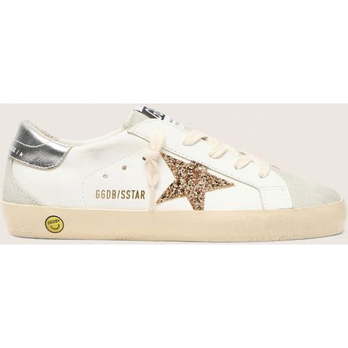 Golden Goose - Junior Super-star With Gold Glitter Star And Silver Metallic Leather Heel Tab