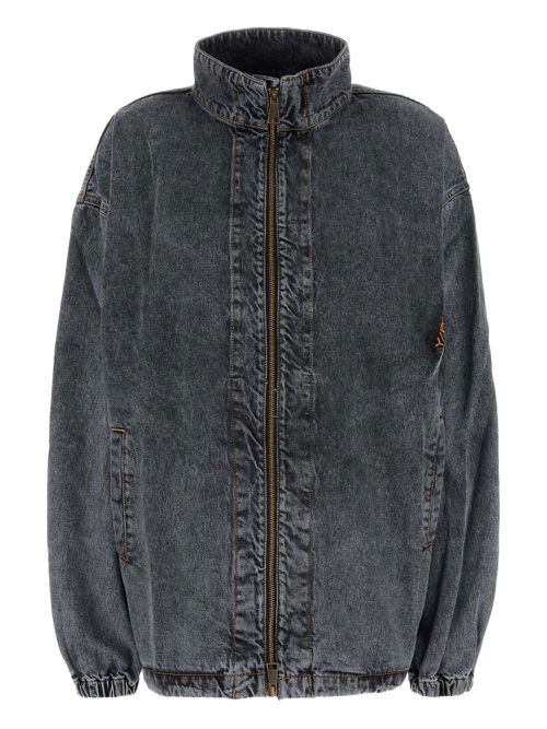 Y/Project funnel-neck denim jacket - Grey