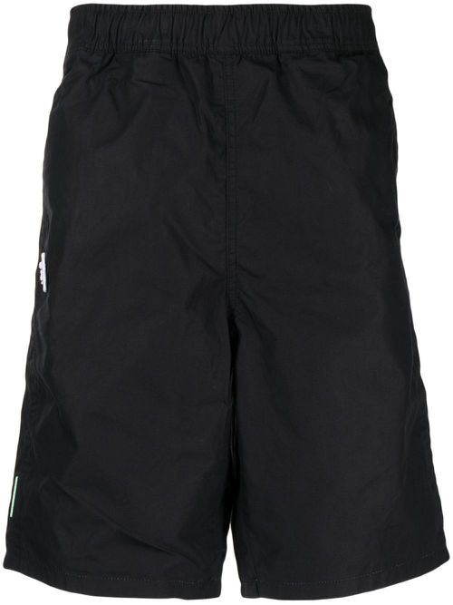 Logo-embroidered cotton track shorts - Black