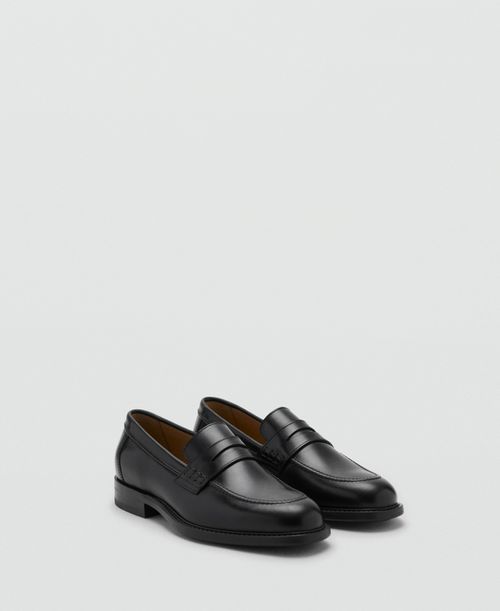 Men's Leather Penny Loafers - Black