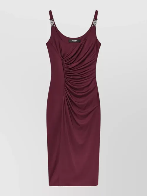 Versace - sleeveless silk midi dress scoop neckline