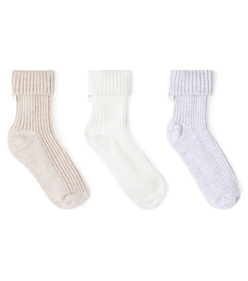 Baby set of 3 ribbed-knit cotton-blend socks