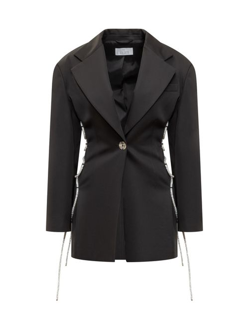 Black Embellished Notched Lapel Blazer