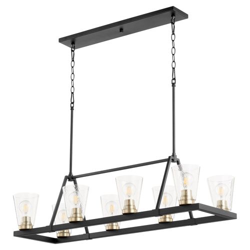 Paxton 8-Light Chandelier in Textured Black w with Aged Bra