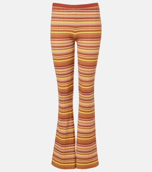 Ann ribbed-knit striped flared pants