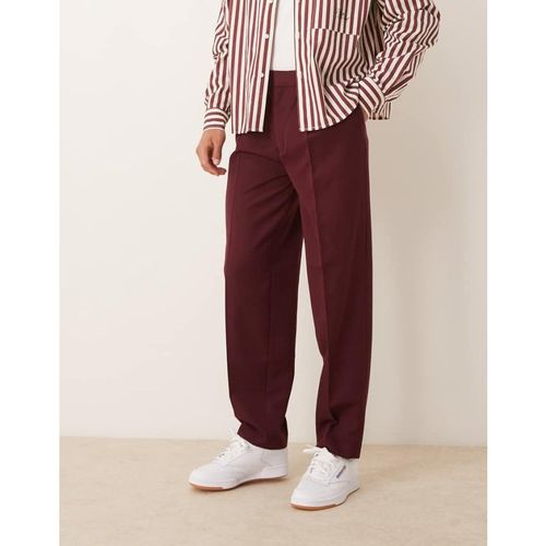 ASOS DESIGN Mens smart oversized tapered trousers in burgundy - 28W