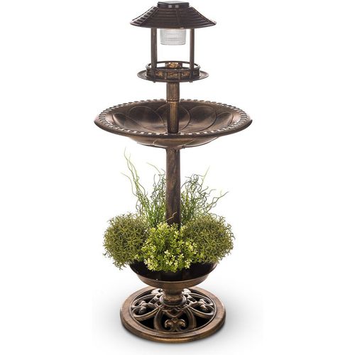 Solar-Powered Garden Bird Bath & Feeder with Illuminating Light