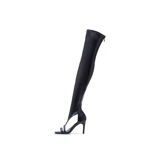 Side Cutout Open-Toe Boot Heels
