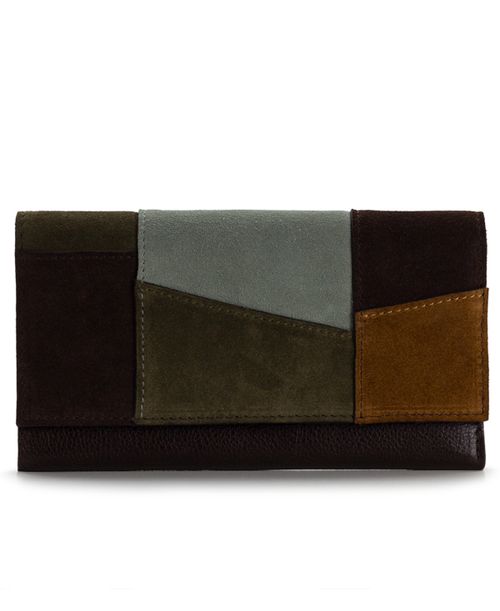 Teressa Suede Patchwork Snap Wallet - Suede Patchwork
