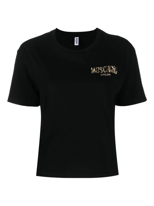 Leopard-print logo T-shirt - Black