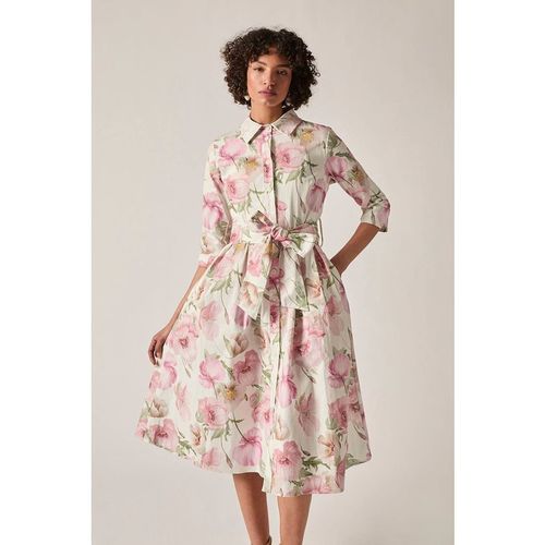 James Lakeland Women's Pink Bloom Cotton Midi Dress in Pale Pink