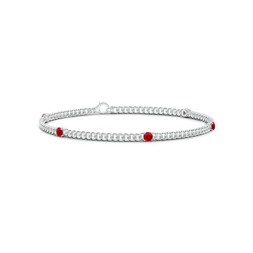 Angara 0.7 Carat Five Stone Ruby Station Bracelet in 14K White Gold