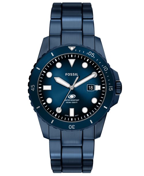 Men's Blue Dive Three-Hand Navy Stainless Steel Watch, 42mm - Blue