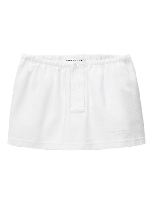 Elasticated-waistband buttoned skirt - White