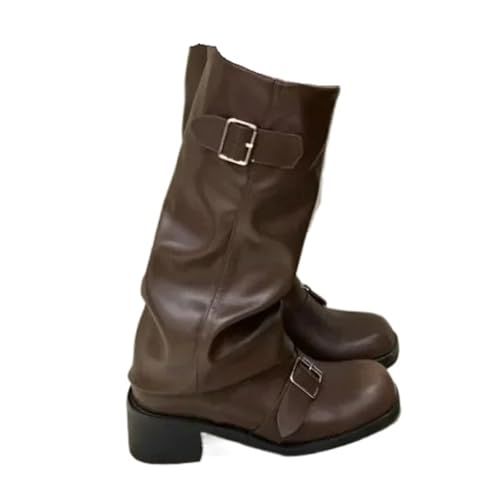 Punk Woman Boots Knee High Platform Chunky Heels Trend Punk Gothic Rock Leather Fashion Women's Shoes Motorcycle Footwear