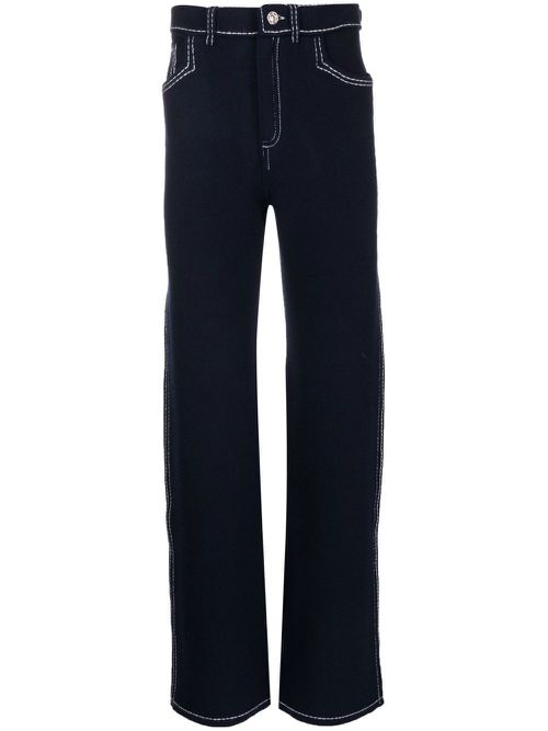 High-rise wide-leg trousers - Blue