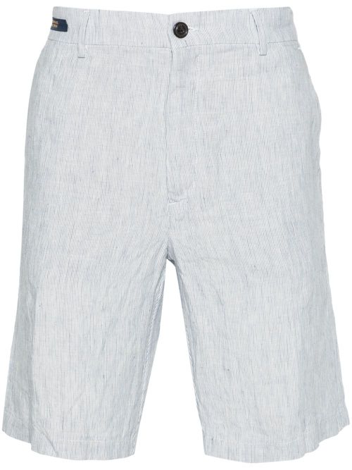 Striped linen shorts - Blue