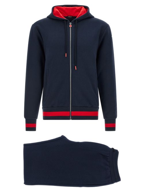 Cotton Hooded Zip Hoodie — Navy