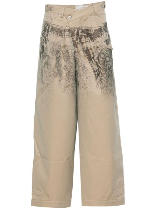 Graphic-print trousers - Neutrals