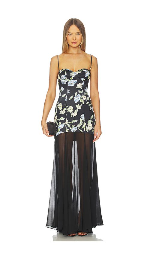 Katie May Meryl Gown in Noir Botanica. XL also in L, M