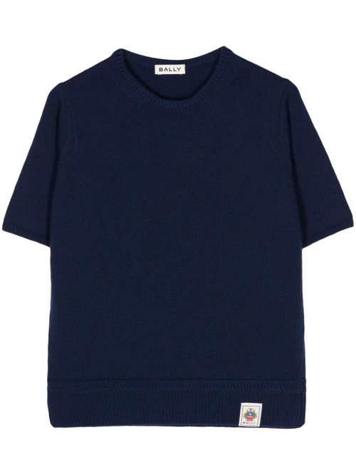 Crew-neck wool top - Blue