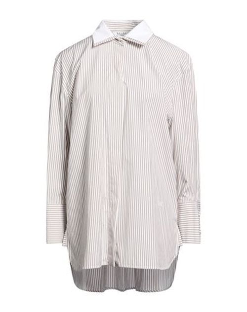 Woman Shirt Beige Size 6 Cotton, Elastane