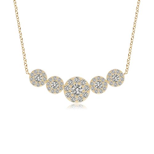 Angara 0.39 Carat Graduated Five Stone Diamond Halo Necklace in 14K Yellow Gold