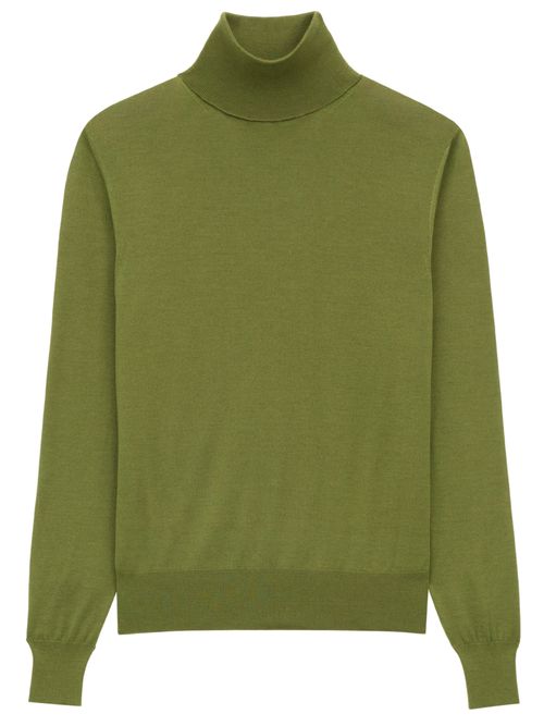 Fine-Knit Turtleneck Sweater with Ribbed Trim