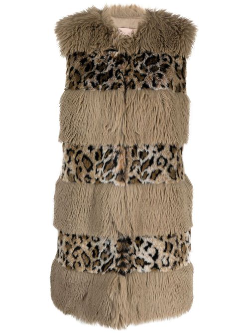 Animal-print faux-fur gilet - Neutrals