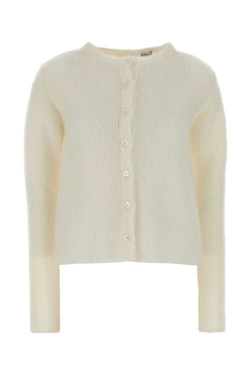 Stretch Mohair Blend Cardigan — White