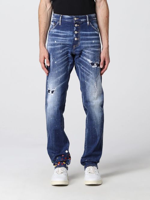 Ripped jeans with applied flowers