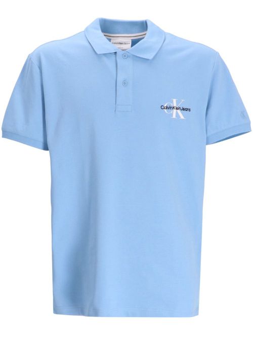 Logo-embroidered cotton-blend polo shirt - Blue