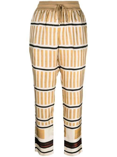 Stripe-print cropped trousers - Neutrals