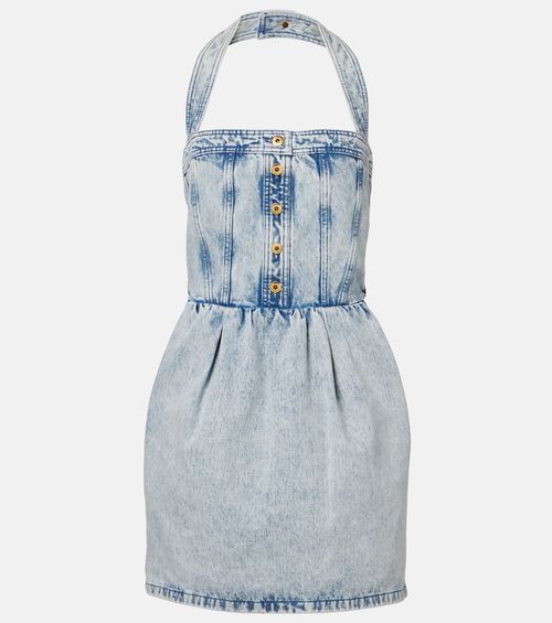 Halterneck denim minidress