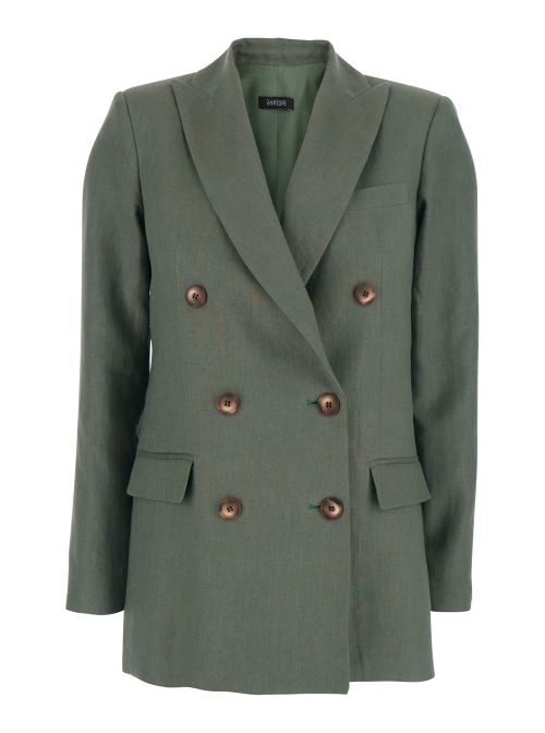 Double-Breasted Linen Blazer — Green