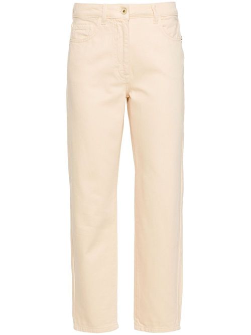 High-rise logo-patch cropped jeans - Yellow